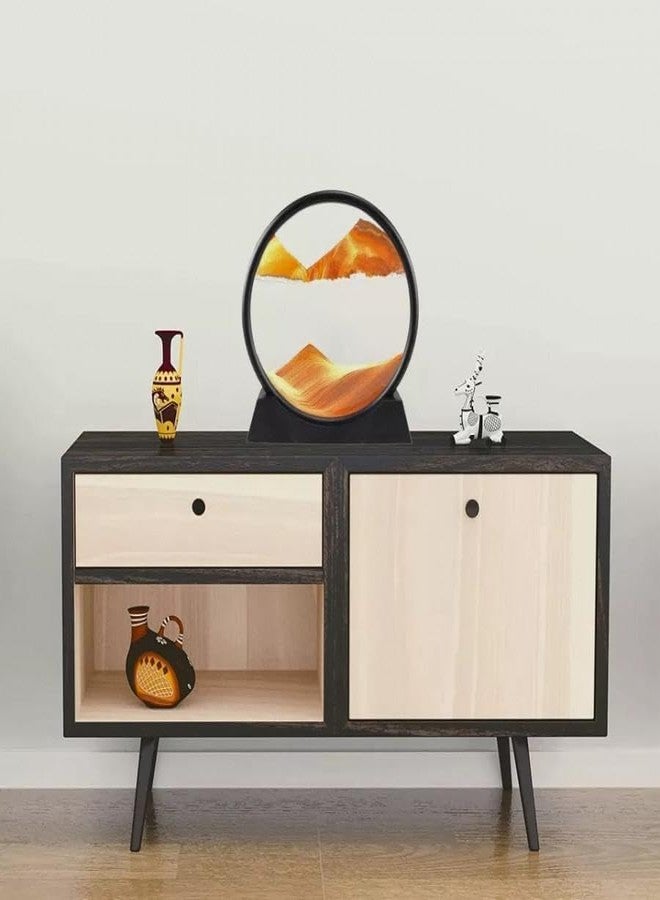 ELLEZZA Sand Art Picture in Moving Motion Round Glass 3D Deep Sea Landscape, Dynamic Sand Art Sandscapes, Sensory Relaxing Desktop Table Decor Desk Decor Art Desk (Orange) - Image 5